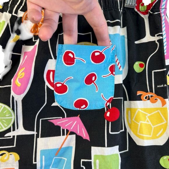 🍒 Medium Nick & Nora Pajama Pants Happy Hour cocktail print. - Picture 9 of 16
